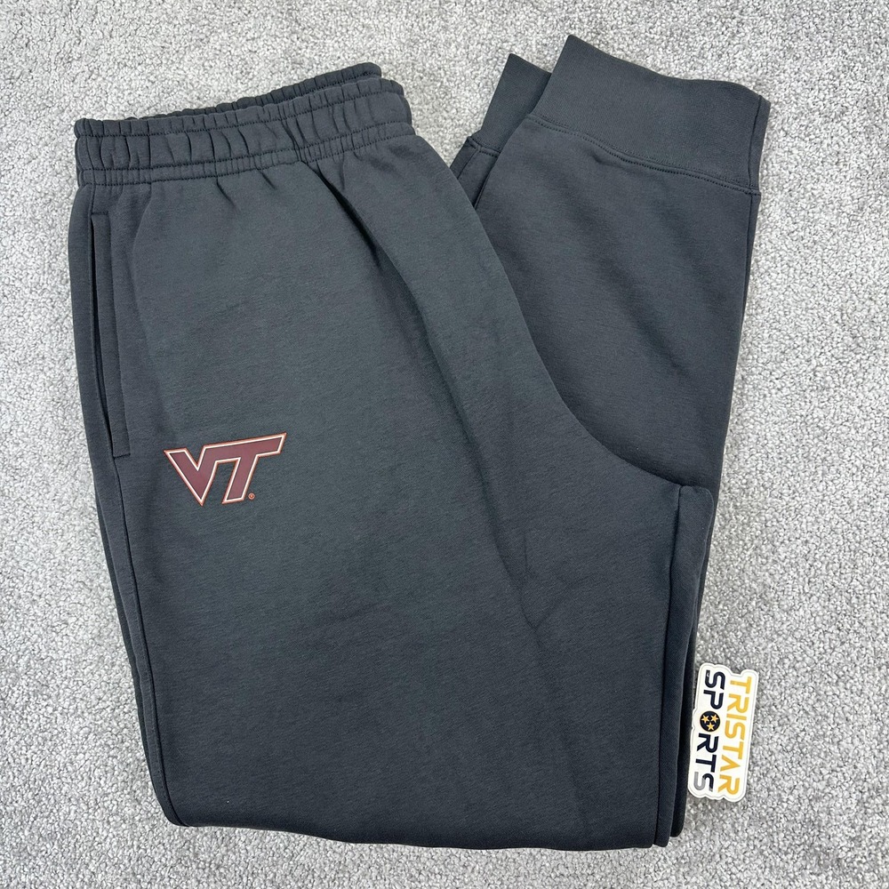 Virginia Tech Hokies Pants Mens XL Gray Nike Club Fleece Sweatpants Team Issue